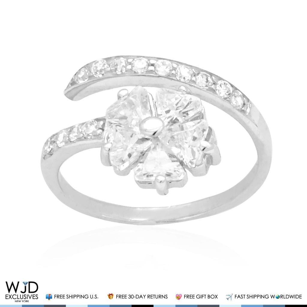 14k Gold Yellow & White CZ Fancy Flower Midi Knuckle Ring 1.20Ct