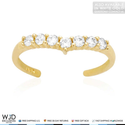 14K Yellow Gold White Round-Cut 0.40Ct CZ Fancy Toe Ring