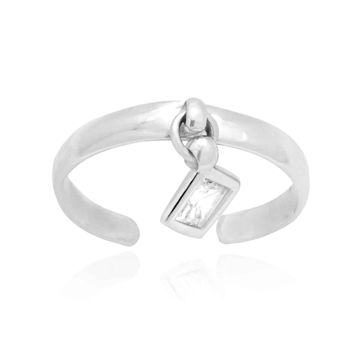 14K Yellow Gold & White Dangle Bezel Set Princess-Cut CZ Toe Ring
