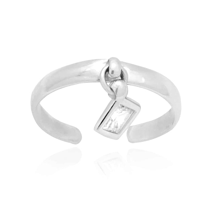 14K Yellow Gold & White Dangle Bezel Set Princess-Cut CZ Toe Ring