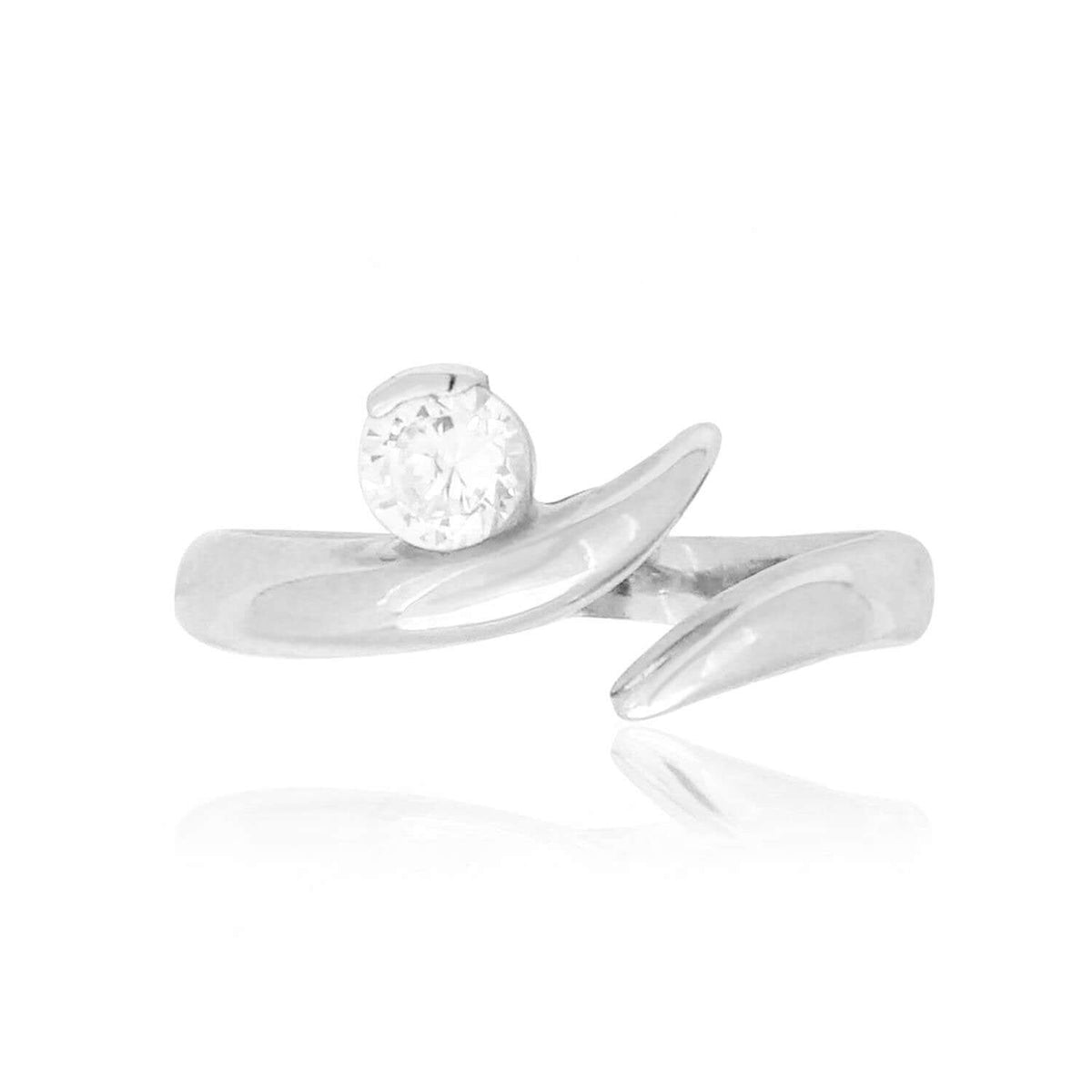 14K Yellow Gold White Simulated White Diamond Fancy Midi Knuckle Ring 0.20Ct