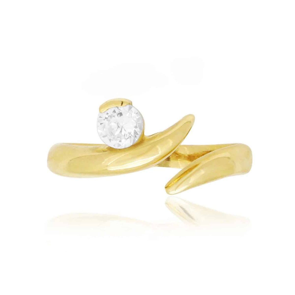 14K Yellow Gold White Simulated White Diamond Fancy Midi Knuckle Ring 0.20Ct