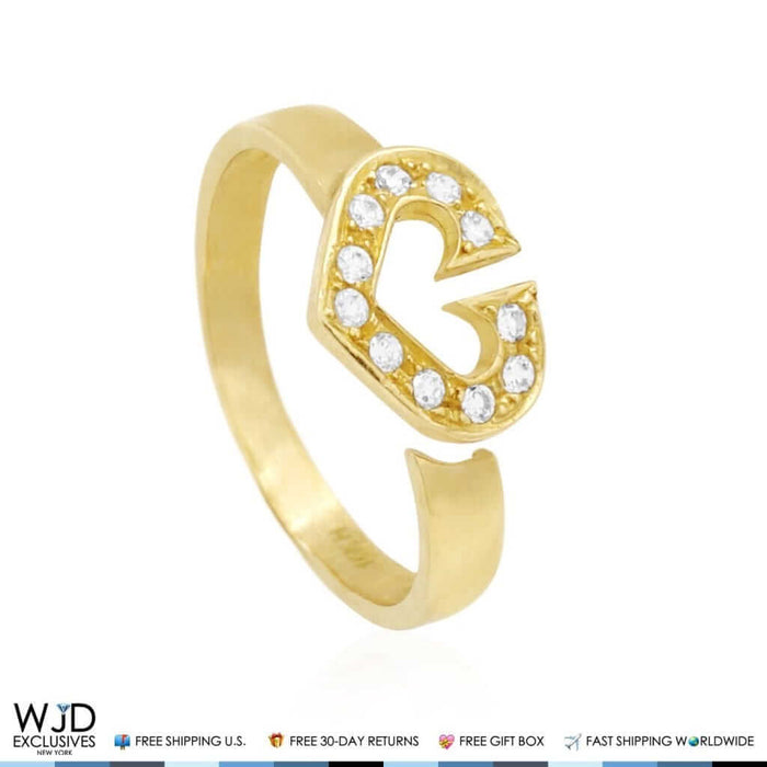 14K Yellow Gold White Pave CZ Open Heart Midi Knuckle Ring 0.25Ct