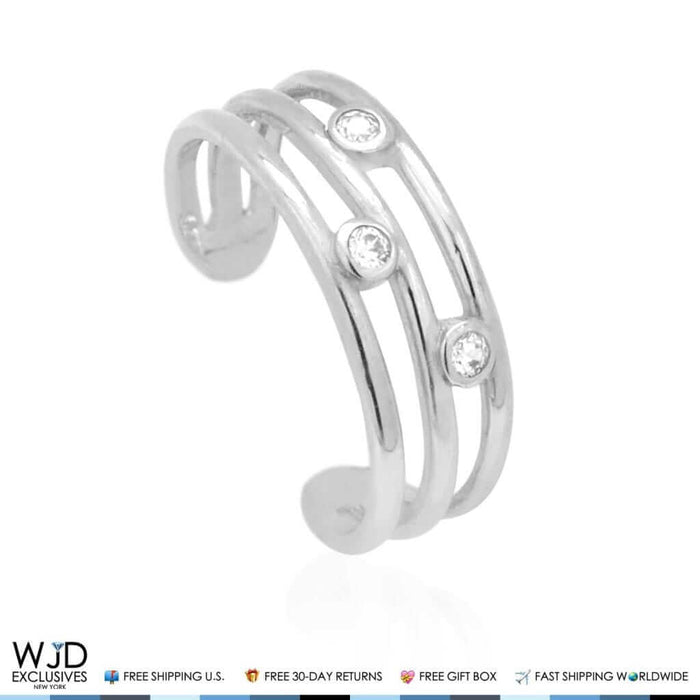 14K Yellow Gold White Round-Cut Bezel Set CZ Toe Ring 0.10Ct