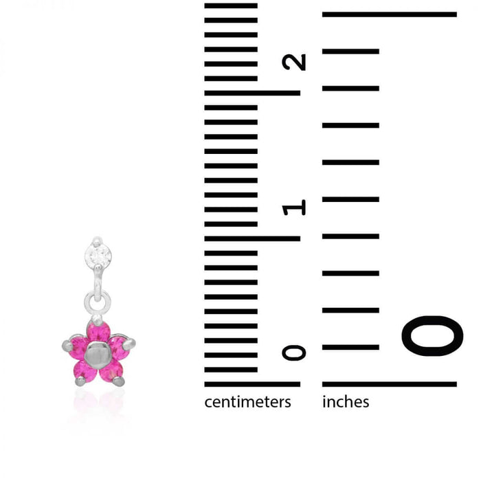 Kids 14K Yellow White Gold Ruby Flower Screw Back Earrings