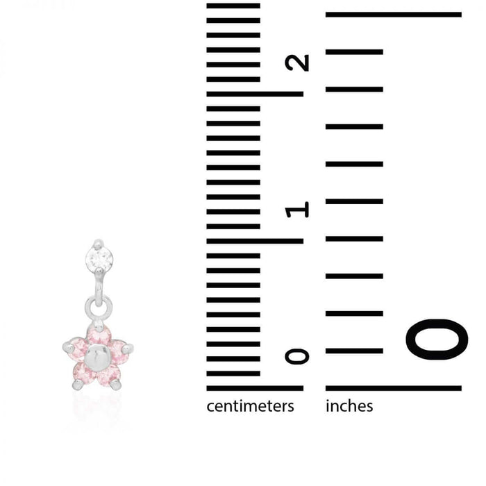 Kids 14K Yellow White Gold Pink Tourmaline Flower Dangle Earrings