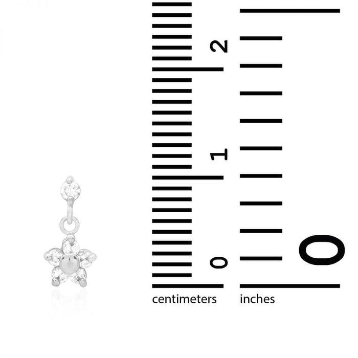 Kids 14K Yellow White Gold Zircon Flower Dangle Screw Back Earrings