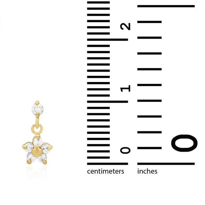Kids 14K Yellow White Gold Zircon Flower Dangle Screw Back Earrings