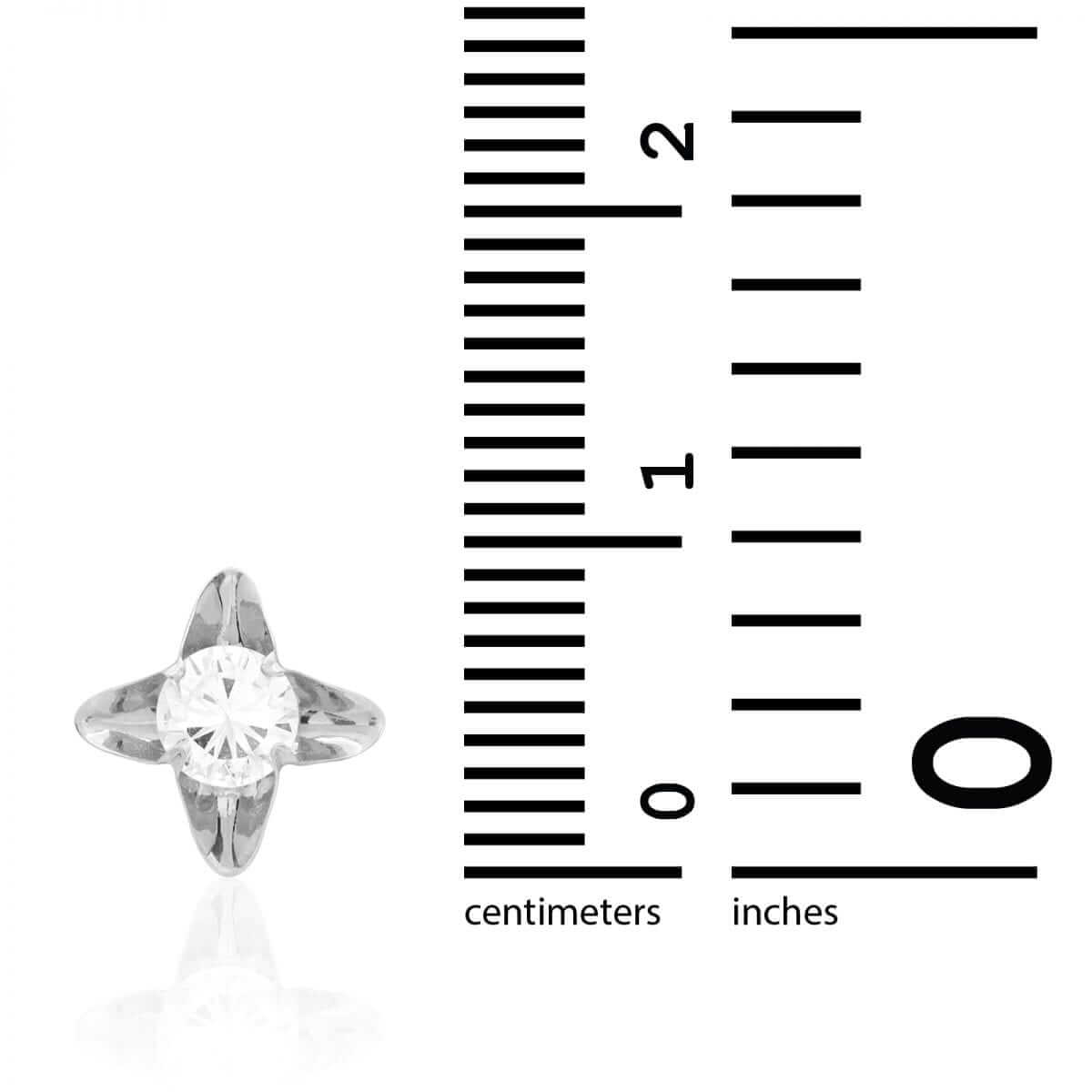 Round-Cut White Zircon Flower Baby Screw Back Stud Earrings 14k White Gold 7mm
