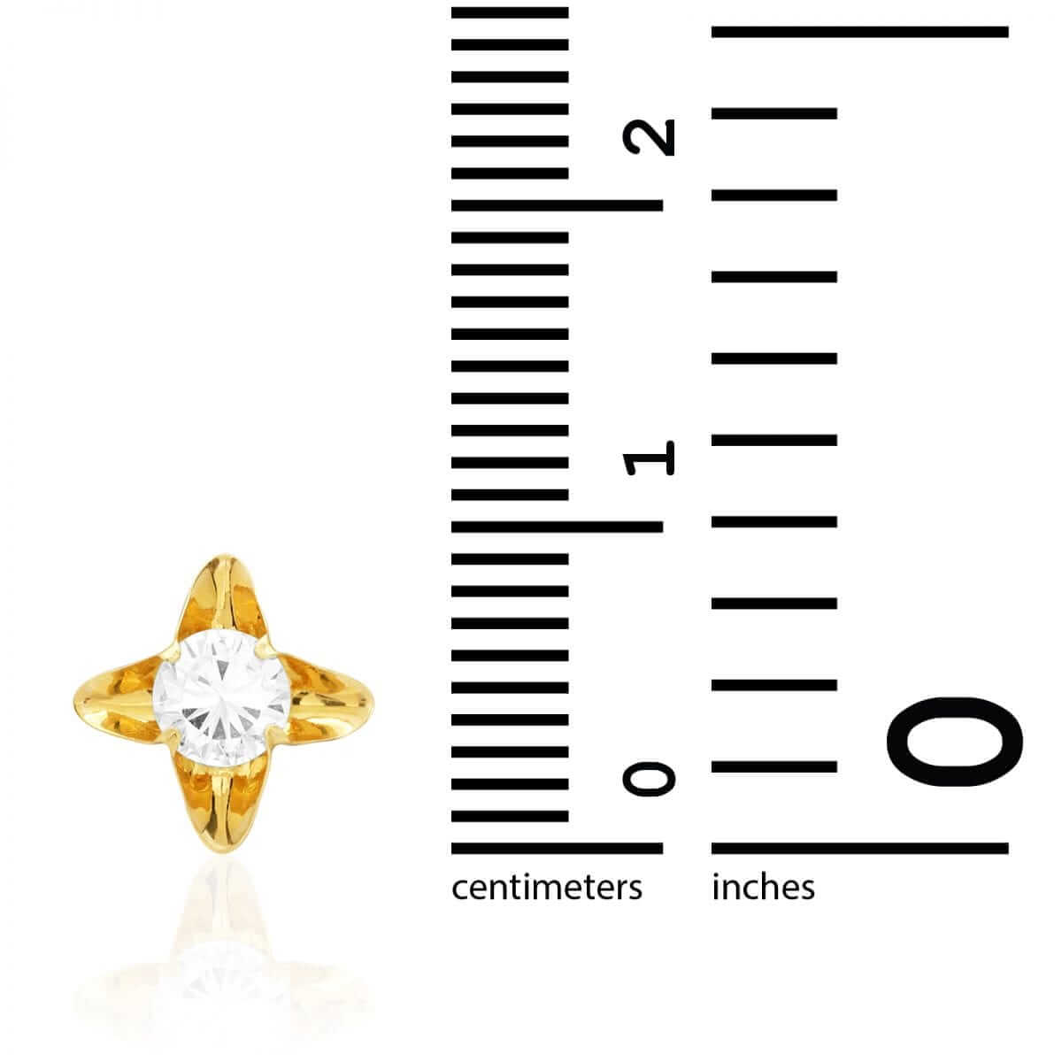 Round-Cut White Zircon Flower Baby Screw Back Stud Earrings 14k Yellow Gold 7mm