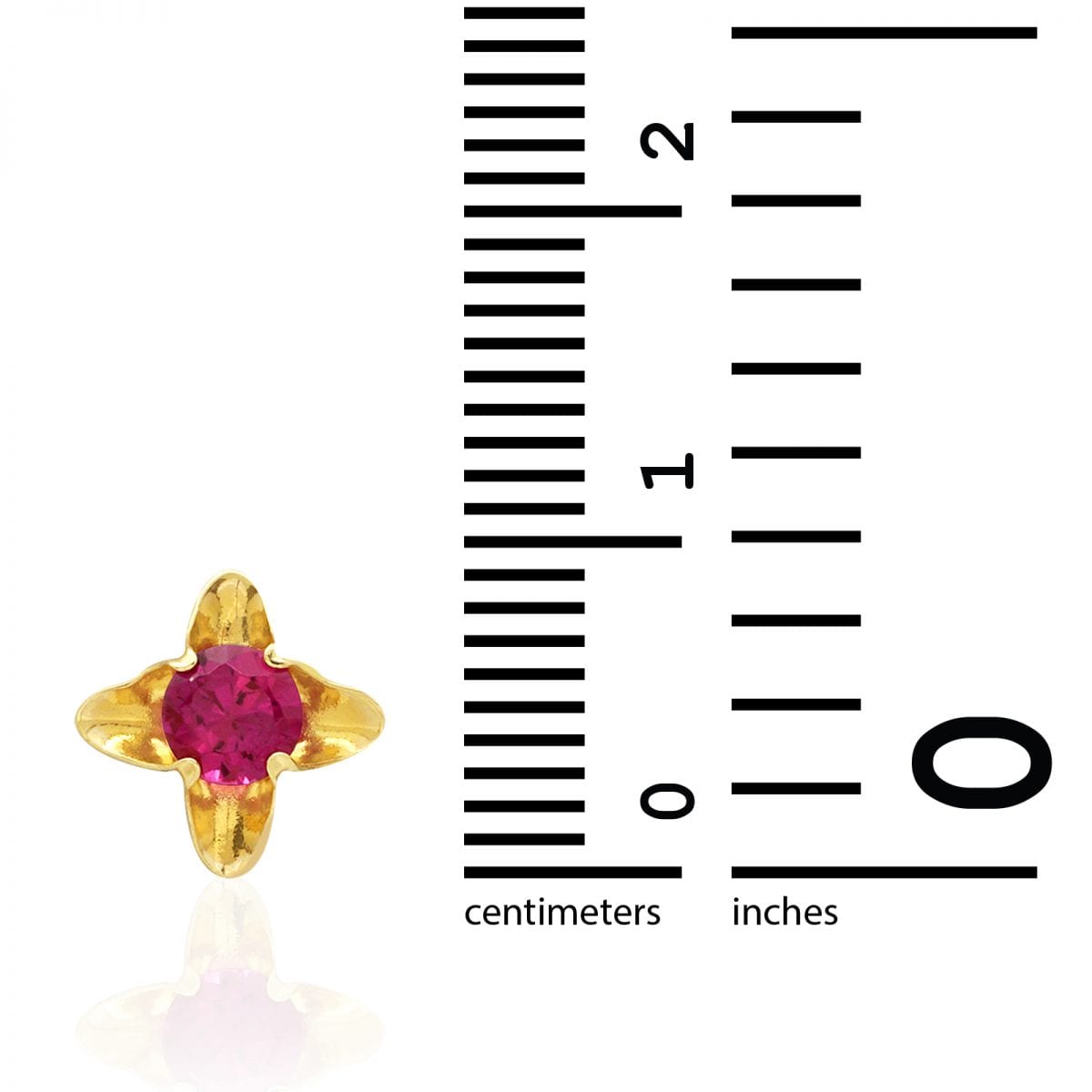 14k Yellow Gold Round Cut Ruby Flower Baby Screwback Stud Gemstone Earrings 5mm