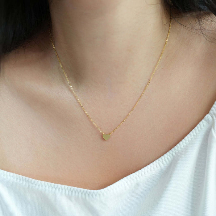 Engravable 14K Yellow Gold Heart Cable Necklace (Hollow) Adjustable 16" - 18" - WJD Exclusives