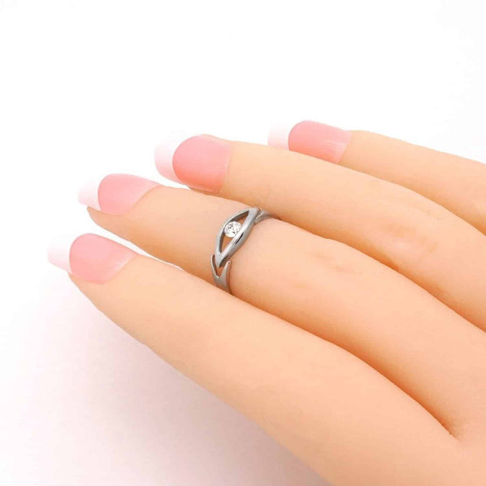 14K Yellow Gold & White CZ Evil Eye Midi Knuckle Ring 0.15Ct