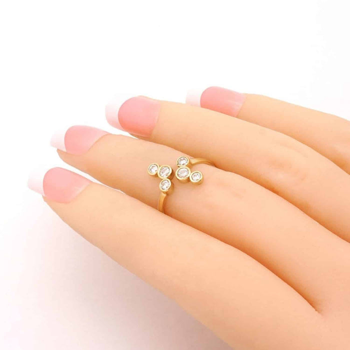 14K Yellow Gold White Midi Knuckle Round Bezel Simulated White Diamond Ring 1Ct