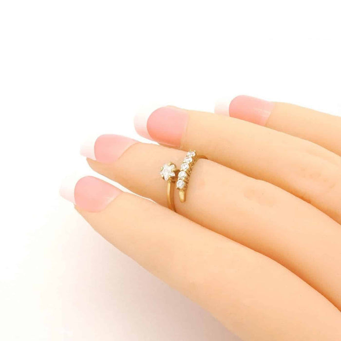 14K Yellow Gold White Midi Knuckle Simulated White Diamond Star Ring 0.50Ct