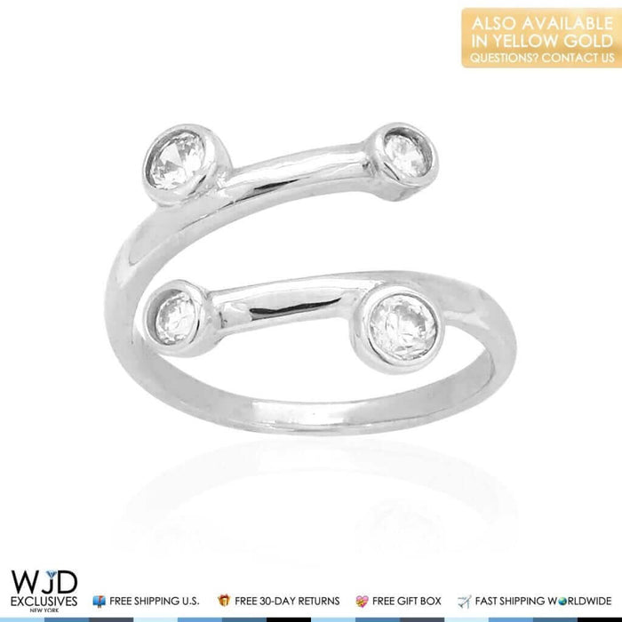 14K Yellow Gold & White Bezel Set Round-Cut CZ Midi Knuckle Ring