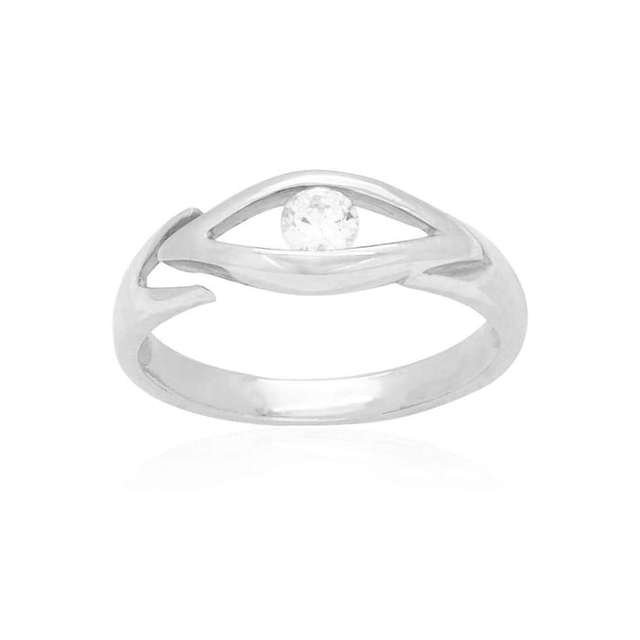 14K Yellow Gold & White CZ Evil Eye Midi Knuckle Ring 0.15Ct