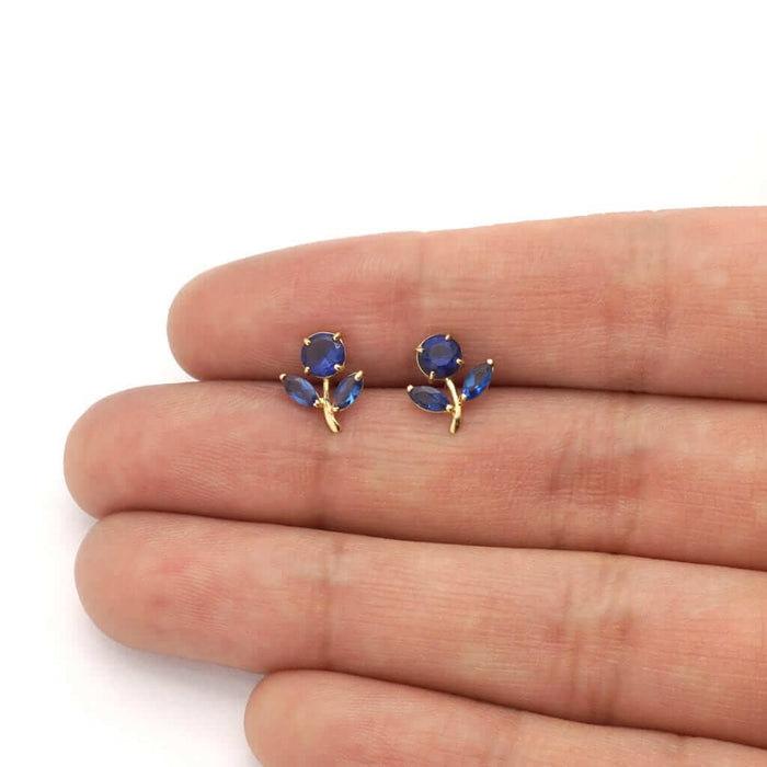 Birthstone Dandelion Flower Stud Kid Earrings 14k Yellow Gold More Variations