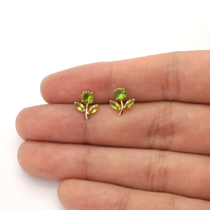 Birthstone Dandelion Flower Stud Kid Earrings 14k Yellow Gold More Variations
