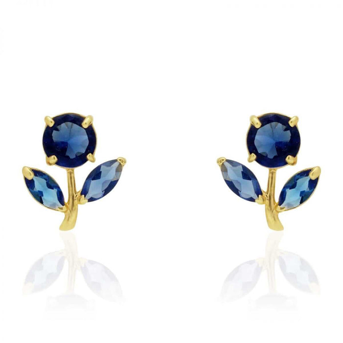 Birthstone Dandelion Flower Stud Kid Earrings 14k Yellow Gold More Variations