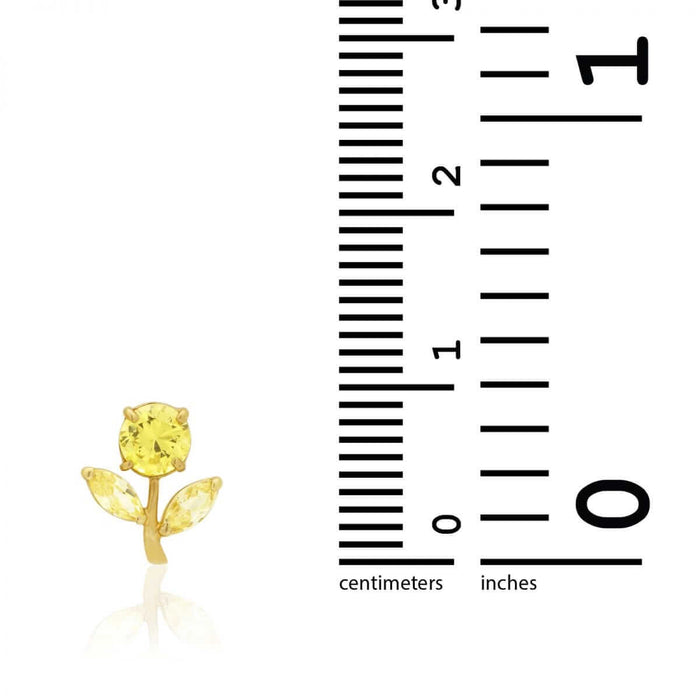 Birthstone Dandelion Flower Stud Kid Earrings 14k Yellow Gold More Variations