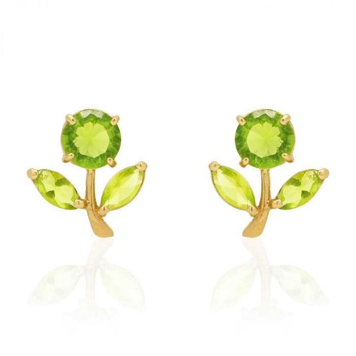 Birthstone Dandelion Flower Stud Kid Earrings 14k Yellow Gold More Variations