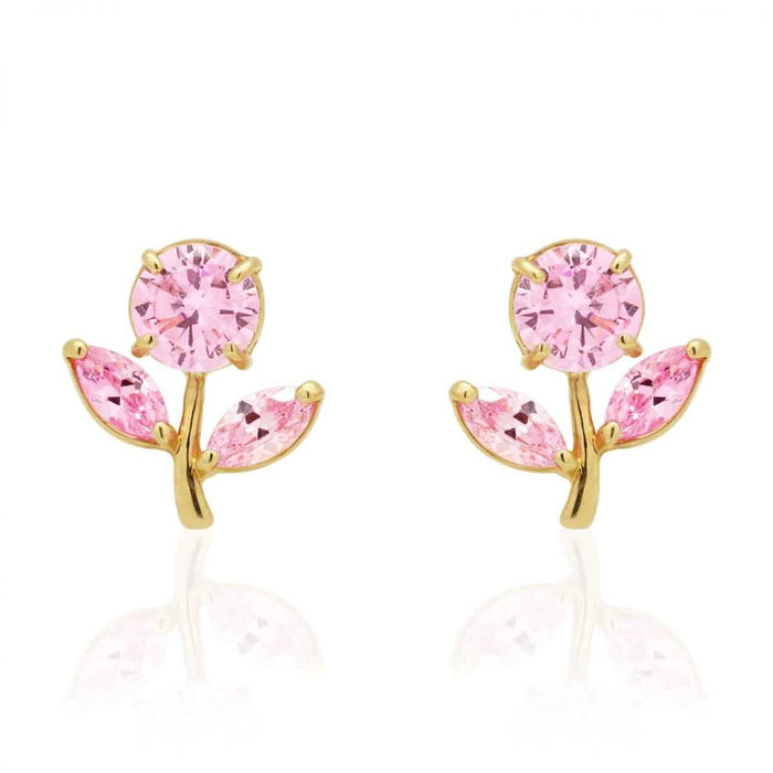 Birthstone Dandelion Flower Stud Kid Earrings 14k Yellow Gold More Variations