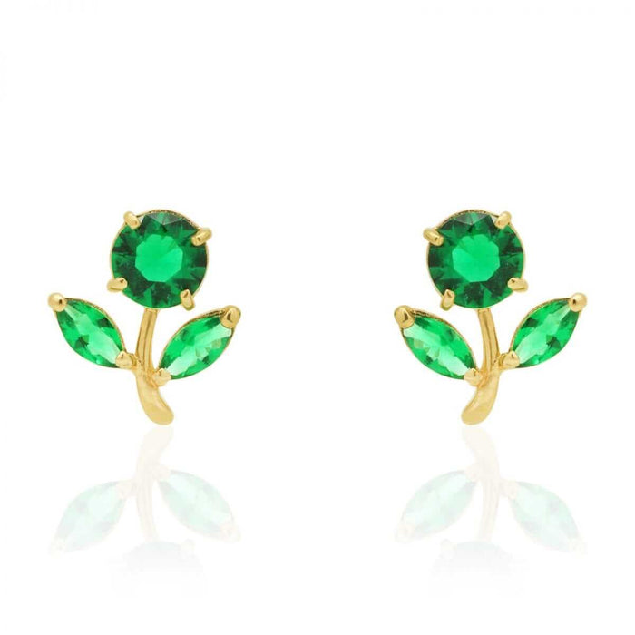 Birthstone Dandelion Flower Stud Kid Earrings 14k Yellow Gold More Variations