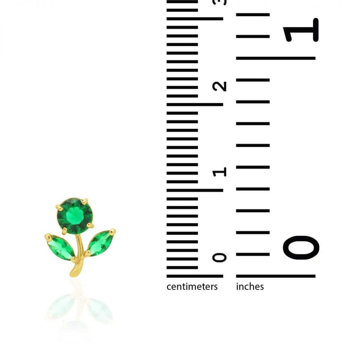 Birthstone Dandelion Flower Stud Kid Earrings 14k Yellow Gold More Variations