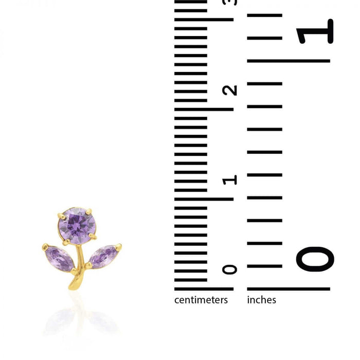 Birthstone Dandelion Flower Stud Kid Earrings 14k Yellow Gold More Variations