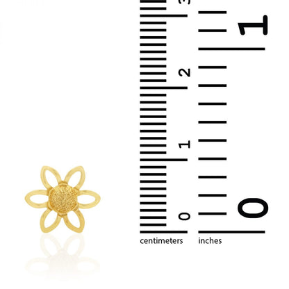 14k Yellow & White Gold Textured Sunflower Screw Back Stud Kid Earrings