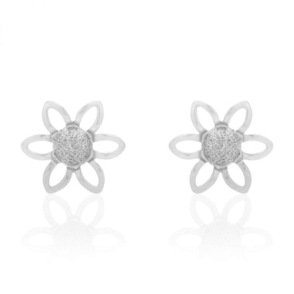 14k Yellow & White Gold Textured Sunflower Screw Back Stud Kid Earrings