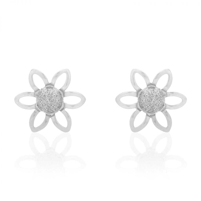 14k Yellow & White Gold Textured Sunflower Screw Back Stud Kid Earrings