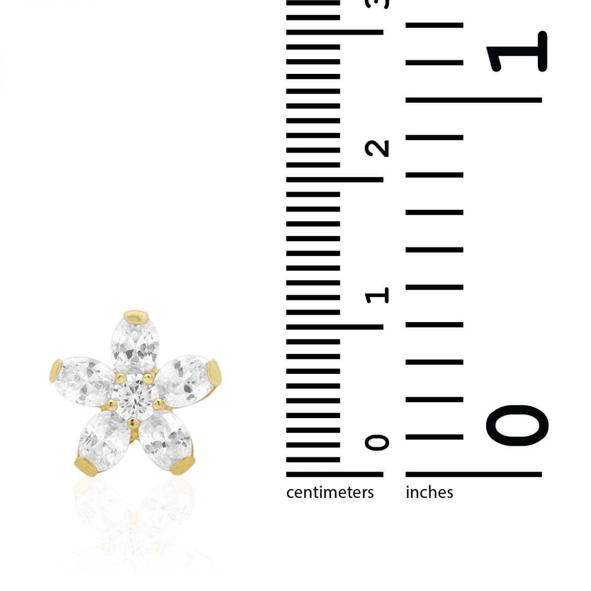 Kid's CZ 14k Yellow Gold Oval Flower Screw Back Stud Earrings