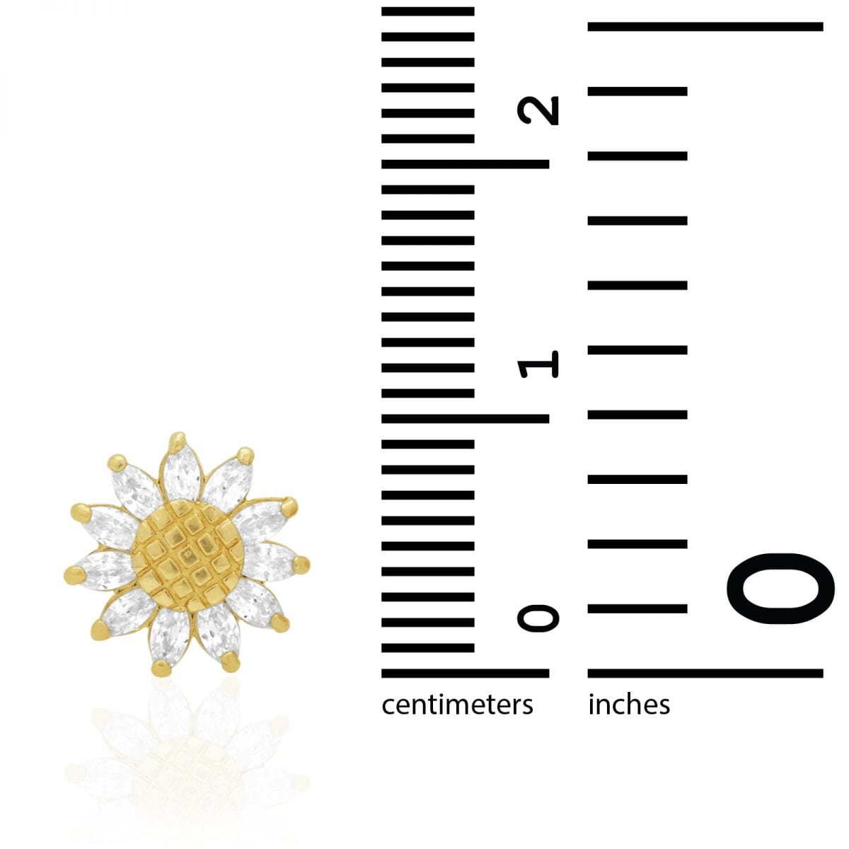14K Real Gold Marquise Gemstone Sunflower Textured Stud Screwback Earrings