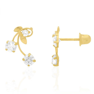 0.60Ct CZ Cherry Screw Back Stud Earrings 14k Yellow Gold