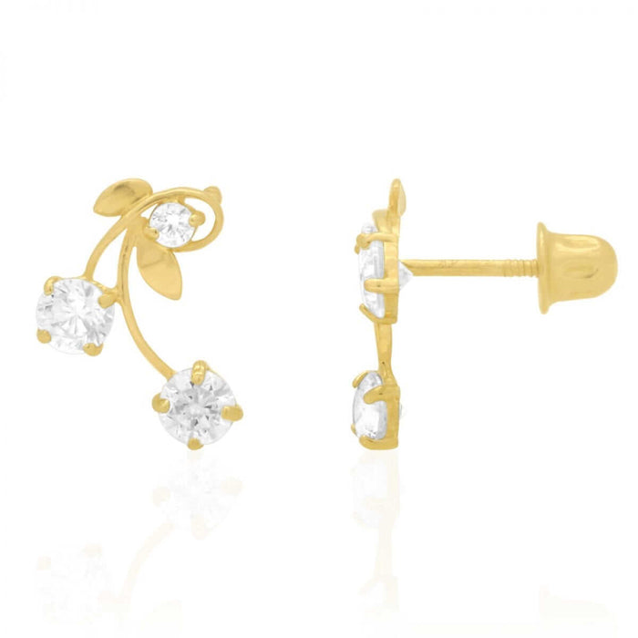 0.60Ct CZ Cherry Screw Back Stud Earrings 14k Yellow Gold
