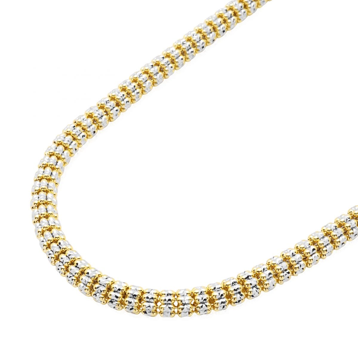 Solid 14K Real Gold 4.5mm Diamond-Cut Ice Chain Necklace 26"