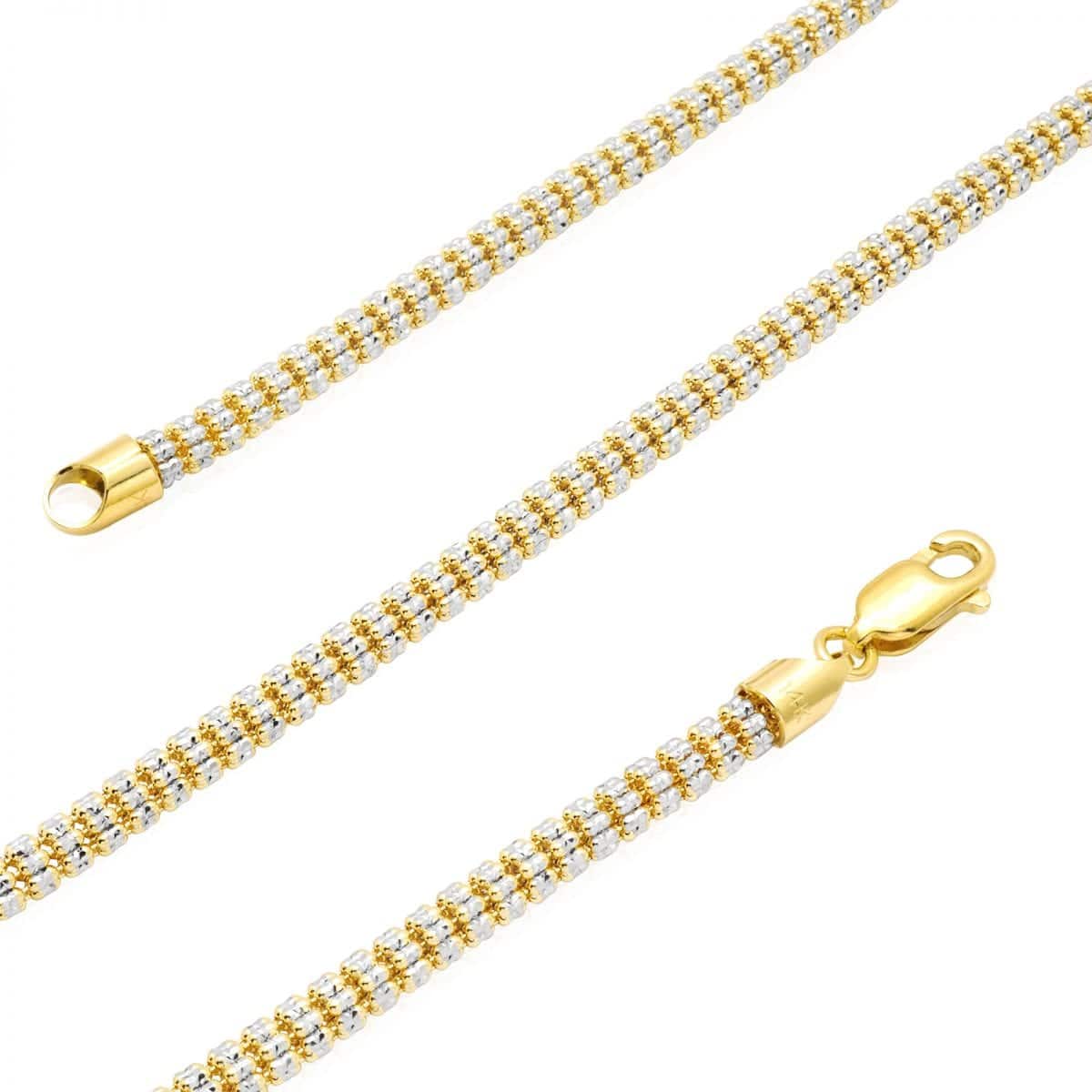 Solid 14K Real Gold 4.5mm Diamond-Cut Ice Chain Necklace 26"