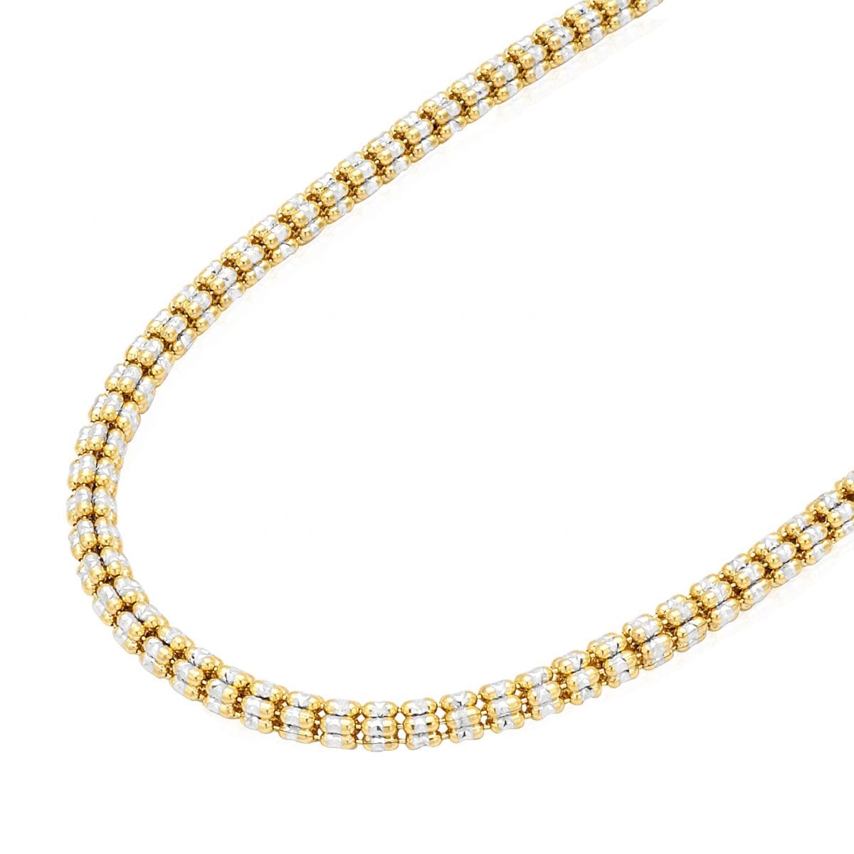Solid 14k Yellow Gold 3.5mm Iced Diamond Cut Mesh Chain Necklace 16"-24"