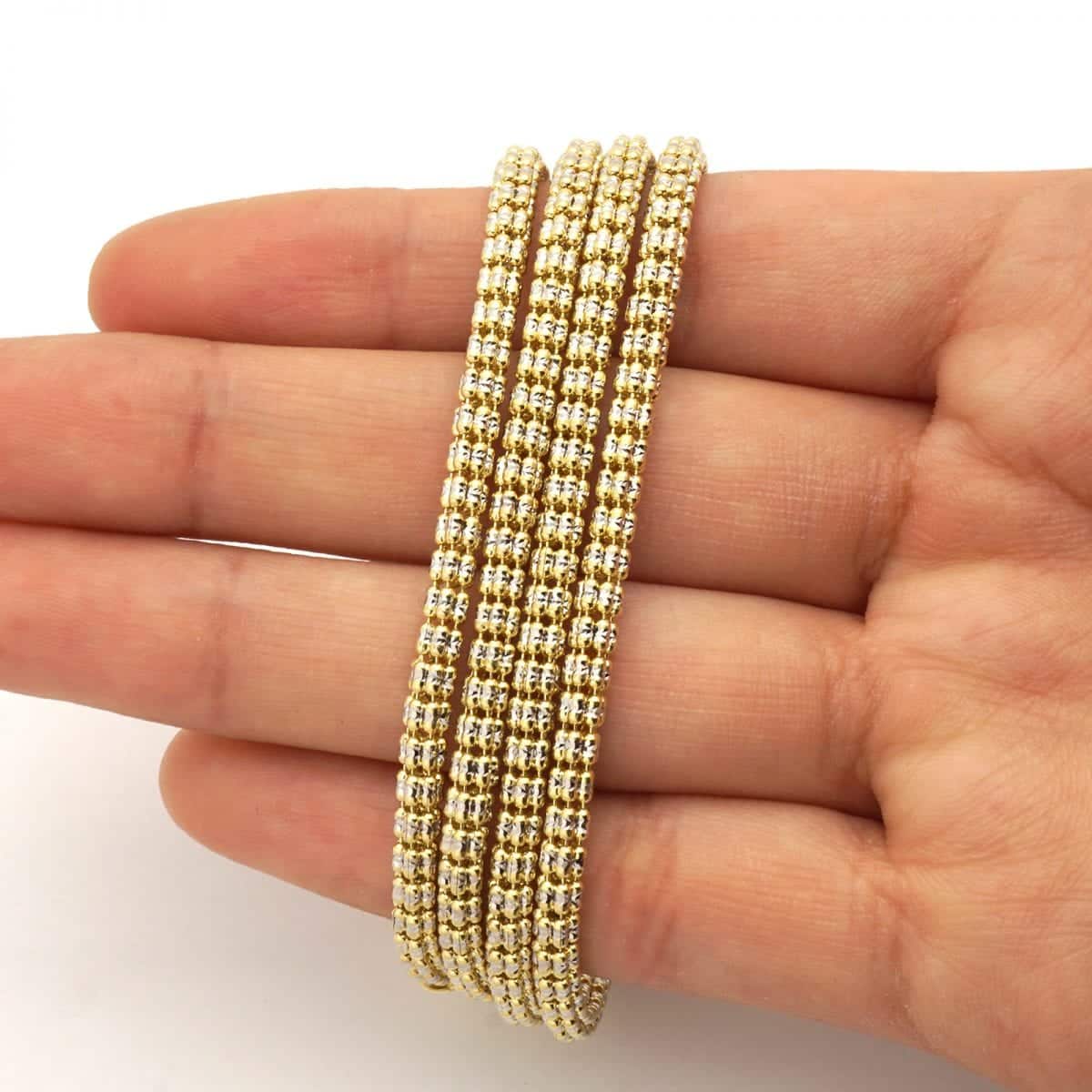 Solid 14k Yellow Gold 3.5mm Iced Diamond Cut Mesh Chain Necklace 16"-24"