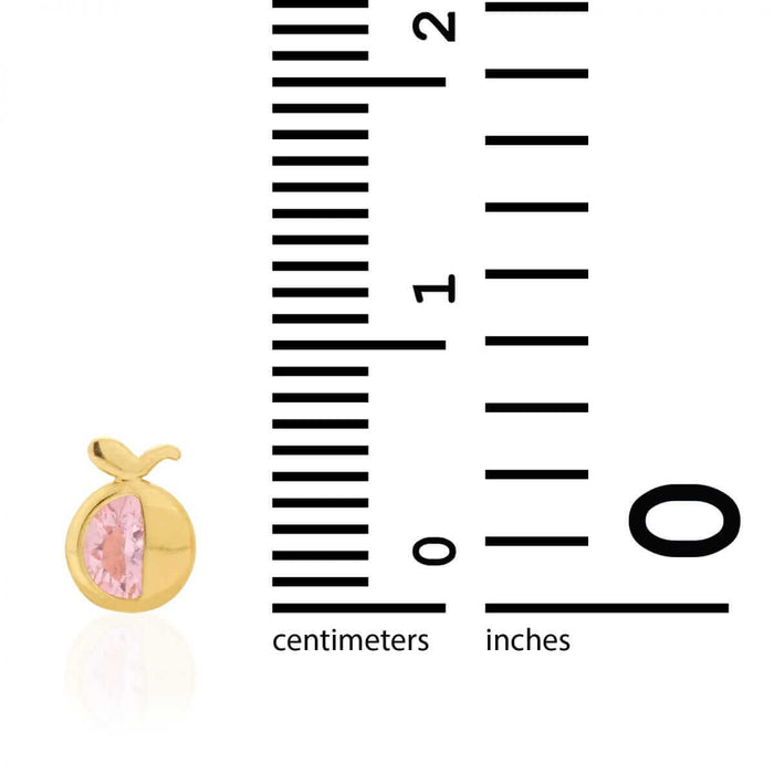 14K Gold Round Gemstone Apple Kid Stud Baby Screw Back Earrings