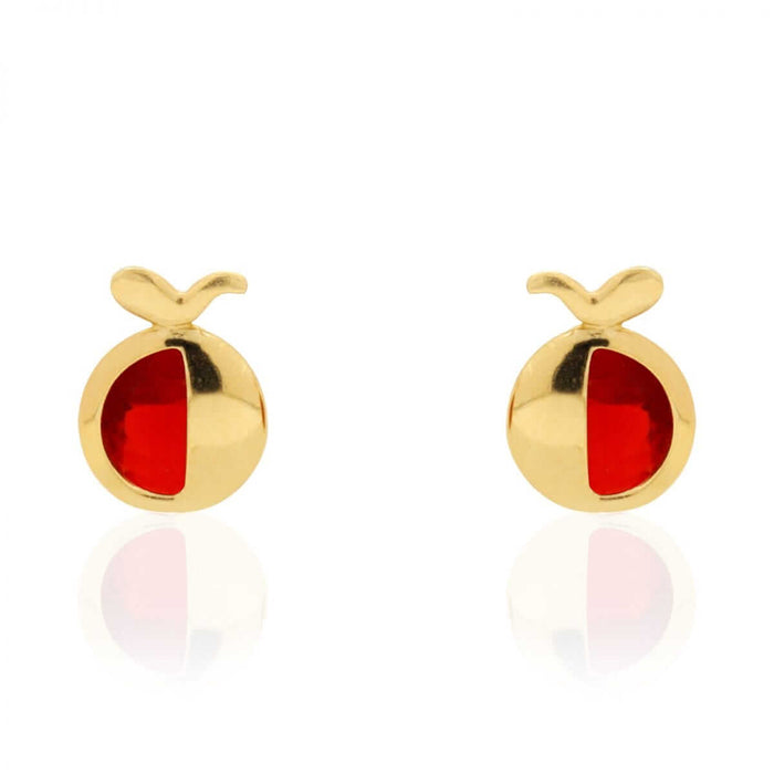 14K Gold Round Gemstone Apple Kid Stud Baby Screw Back Earrings