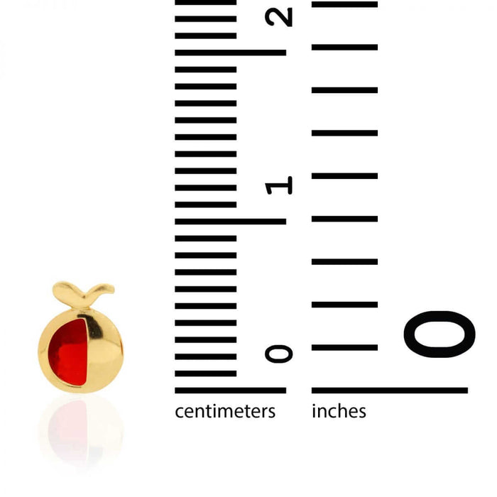 14K Gold Round Gemstone Apple Kid Stud Baby Screw Back Earrings