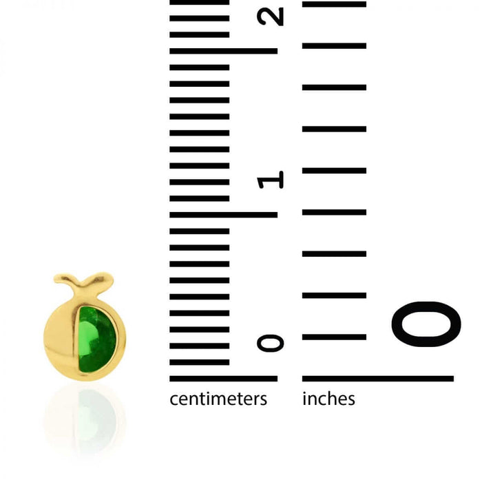 14K Gold Round Gemstone Apple Kid Stud Baby Screw Back Earrings