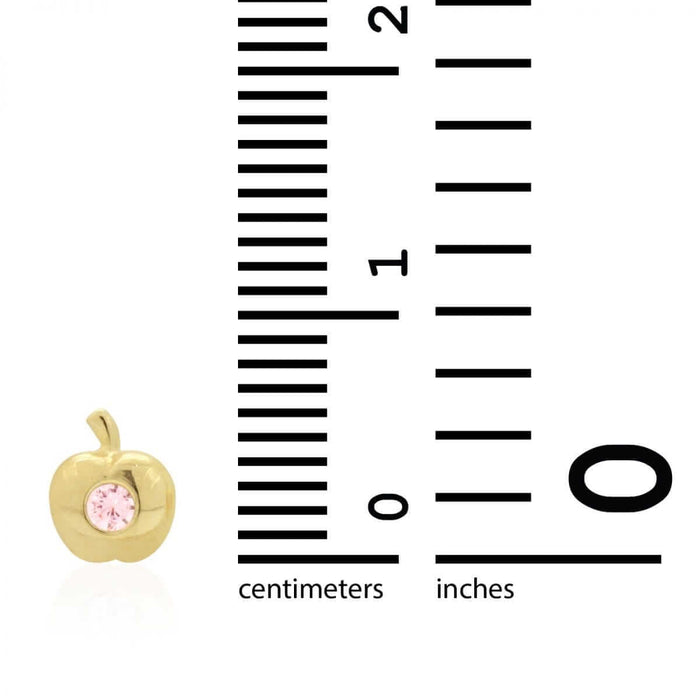 Kids 14K Yellow Gold Pave Birthstone Apple Stud Screw Back Earrings