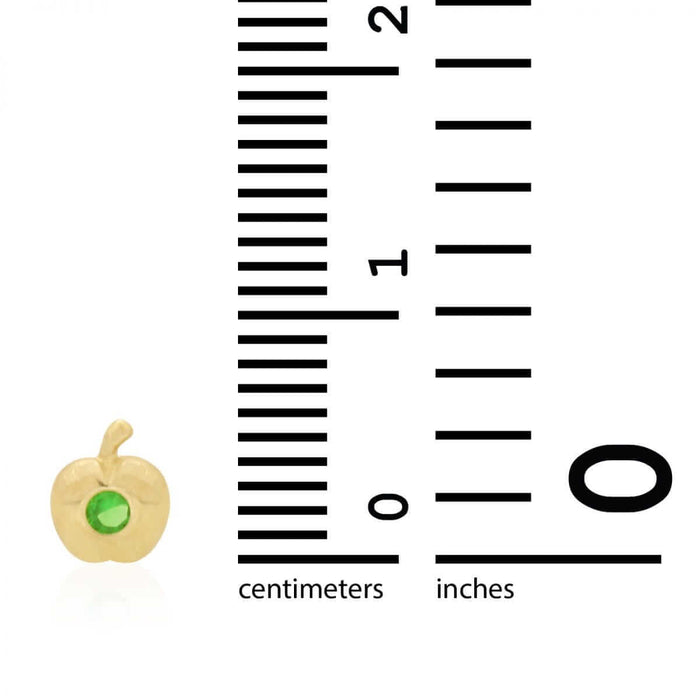 Kids 14K Yellow Gold Pave Birthstone Apple Stud Screw Back Earrings