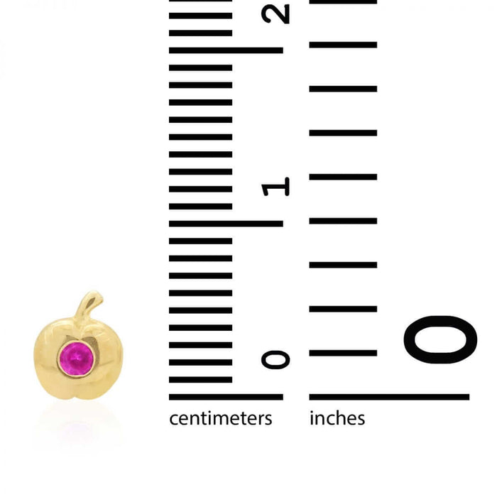 Kids 14K Yellow Gold Pave Birthstone Apple Stud Screw Back Earrings