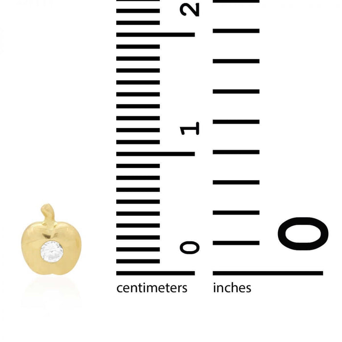 Kids 14K Yellow Gold Pave Birthstone Apple Stud Screw Back Earrings