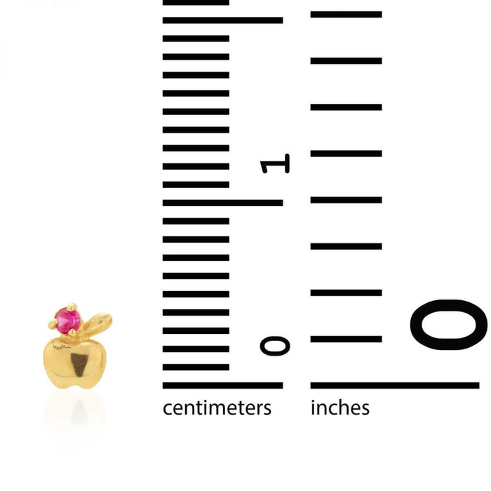 14k Yellow Gold Ruby Gemstone Apple Shaped Stud Baby Screw Back Kid Earrings